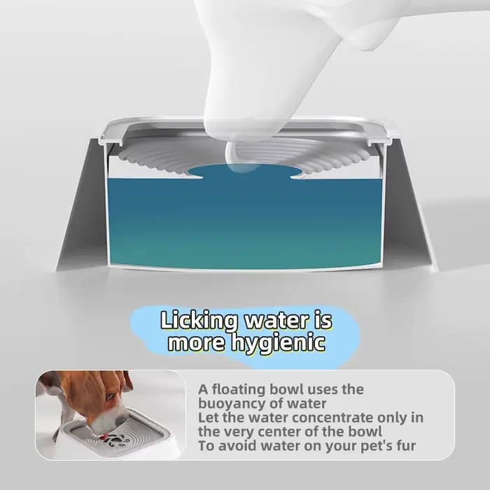 1 bol d'eau anti-déversement pour animaux de compagnie – Conçu pour les chats et les chiens avec base antidérapante et fonction flottante