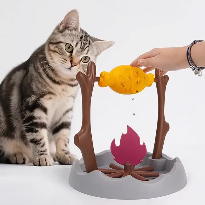 Jouet interactif en forme de barbecue en plein air pour chat