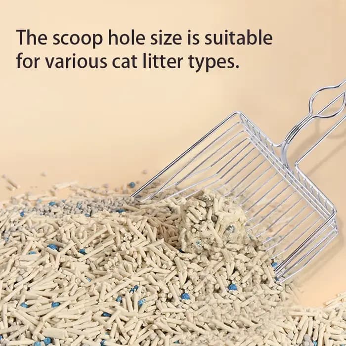 Pelle à litière pour chat en acier inoxydable avec grande surface filtrante