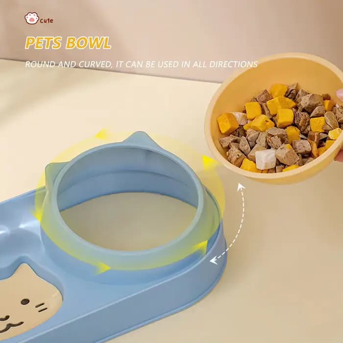 Bol pour chat de compagnie mangeoire automatique bol de nourriture pour chien avec fontaine d'eau Double bol à boire support surélevé bols pour chats