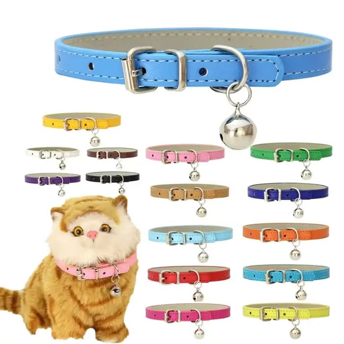 Collier de chat mignon en Faux cuir solide