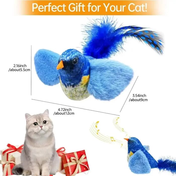 Jouet interactif d'intérieur pour chat, oiseaux sonores avec herbe à chat, pour la poursuite et le chatouillage, jouet mural auto-amusant pour chat
