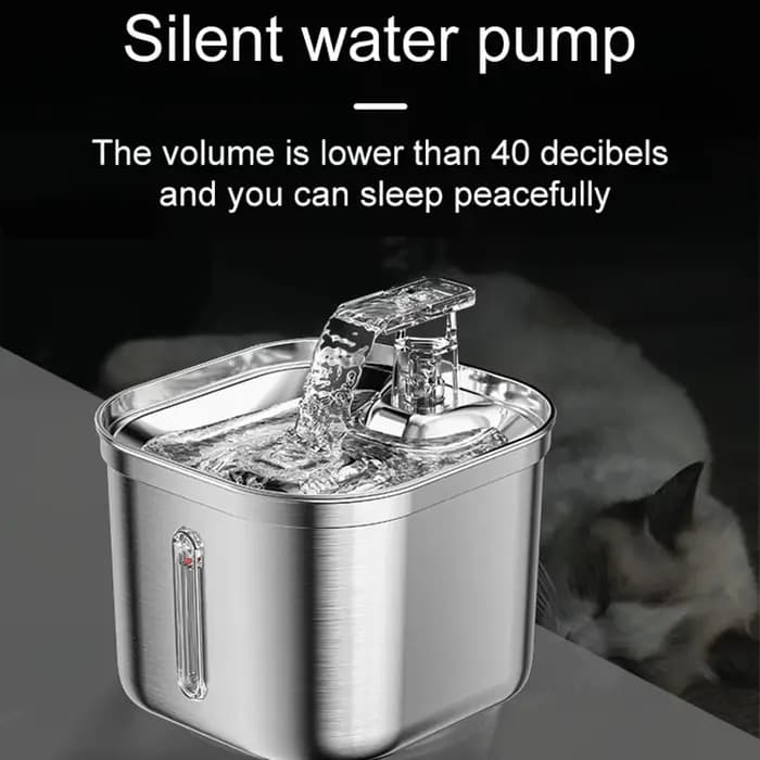 Fontaine pour chat en acier inoxydable avec marque d'eau