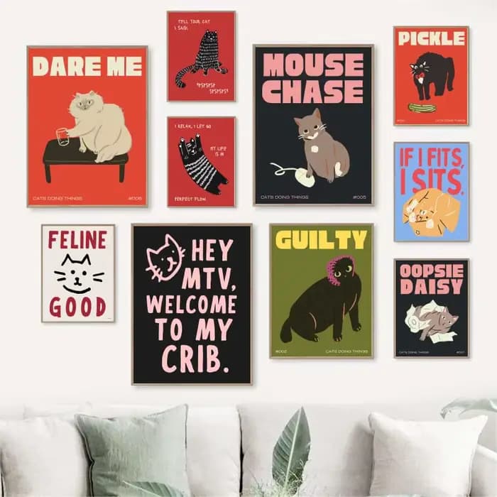 Affiche murale moderne Pop de nourriture de chat noir