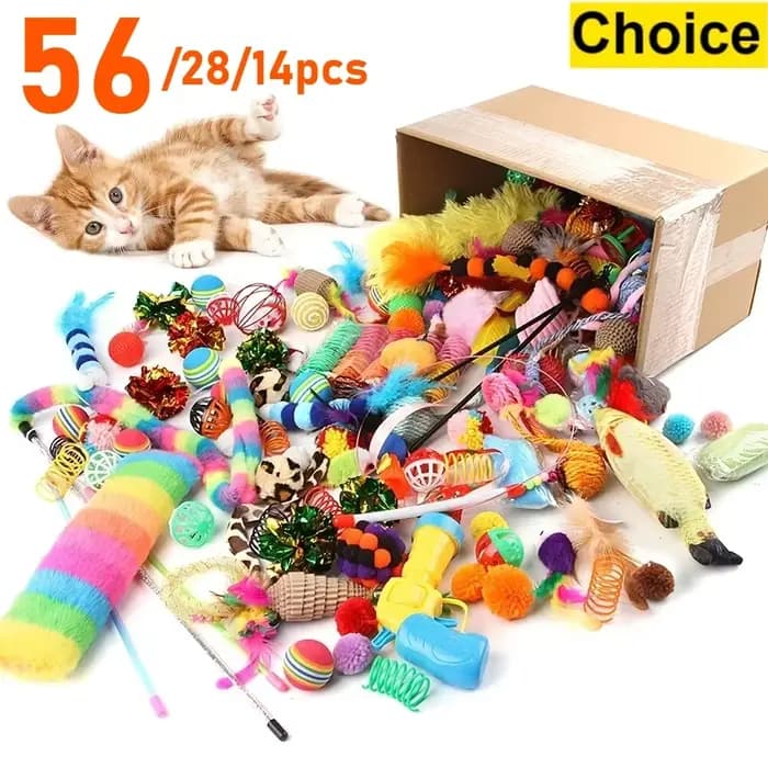 Lot de jouets pour chat 56 pièces/28 pièces/14 pièces Combinaison de divers