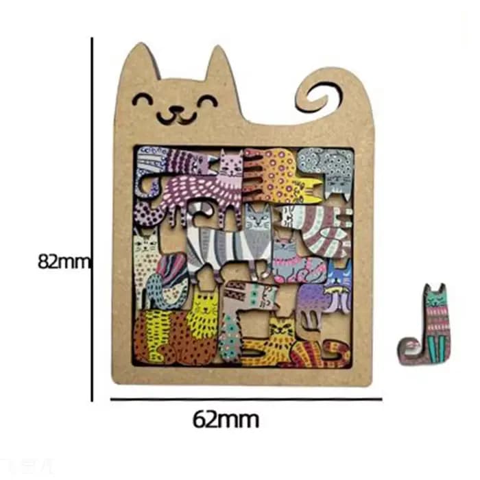 Jouet de puzzle amusant en bois en forme de chat