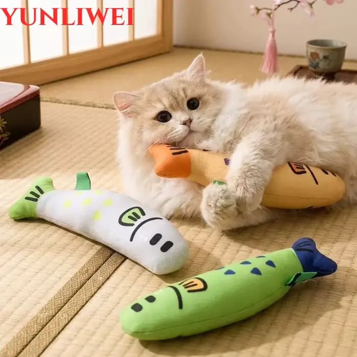 Jouet interactif pour chat en forme de poisson