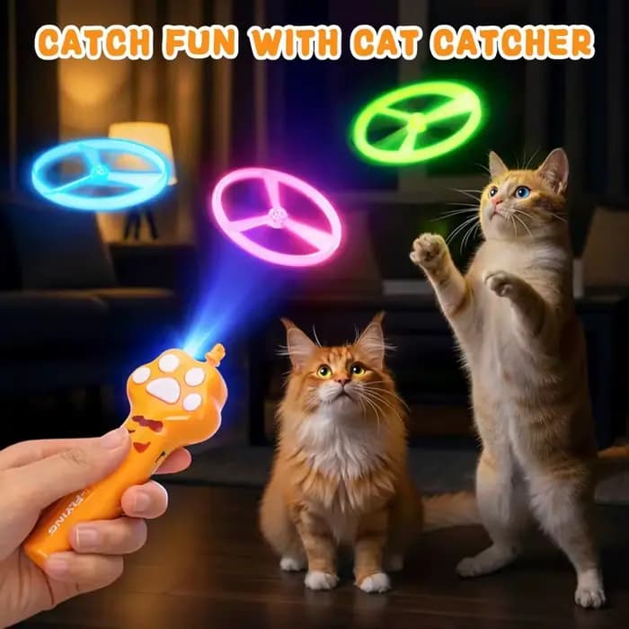 Lanceur de disques rechargeable pour chat avec 6 toupies volantes – Jouet interactif de chasse pour animaux de compagnie