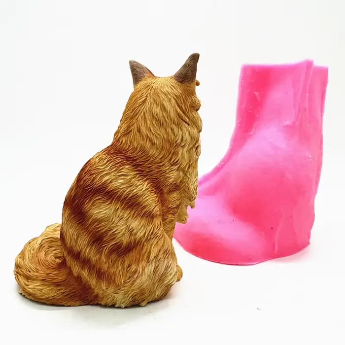 Éventail Yong quatre Maine Coon chat poupée Silicone moule Simulation Animal bricolage Production gypse résine béton décoration