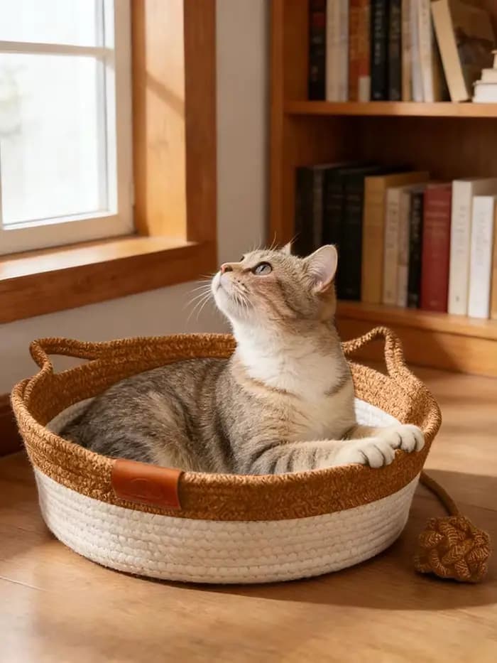 Panier Instinct pour chats en corde de coton tressée à la main