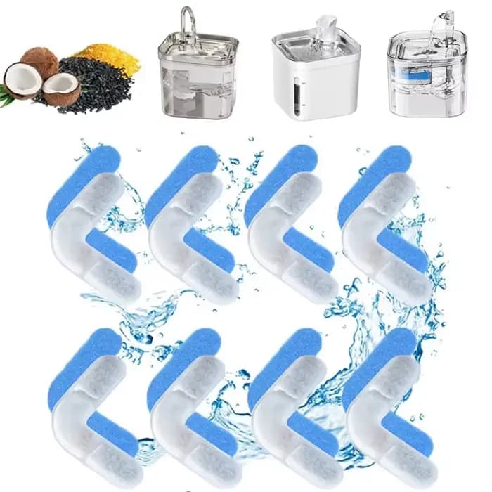 Filtre de fontaine à eau lavable en forme de L pour animaux de compagnie