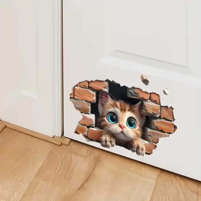Un autocollant mural avec un motif de chat mignon qui ajoute une touche animée à votre décoration intérieure