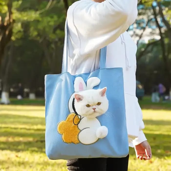 Sac à bandoulière en toile motif chat mignon