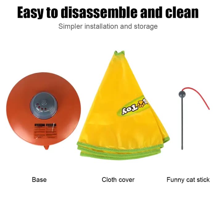 Jouet Interactif pour Animal de Compagnie, 4 Vitesses, Mouvement existent, Tissu de Souris Sous Couverture, Plumes Mobiles, Plaque Électrique pour Chat