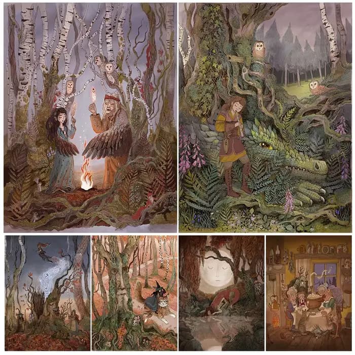 Toile d'art mural avec Illustration de conte de fées de forêt enchantée