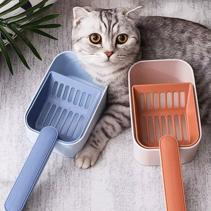 Pelle à litière pour chat grande capacité avec tamisage fin et boîte de rangement