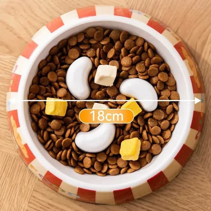 Bol à alimentation lente pour animaux de compagnie de grande taille, base antidérapante, empêche l'overturnement, bol pour chat à motif de dessin animé, empêche l'étouffement, distributeur de nourritu