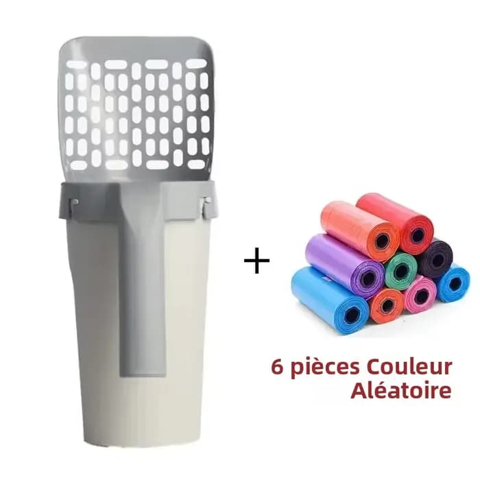 Pelle à litière pour chat tout-en-un, détachable, avec boîte à sacs à déchets intégrée, sans désordre, durable, accessoires pour animaux de compagnie