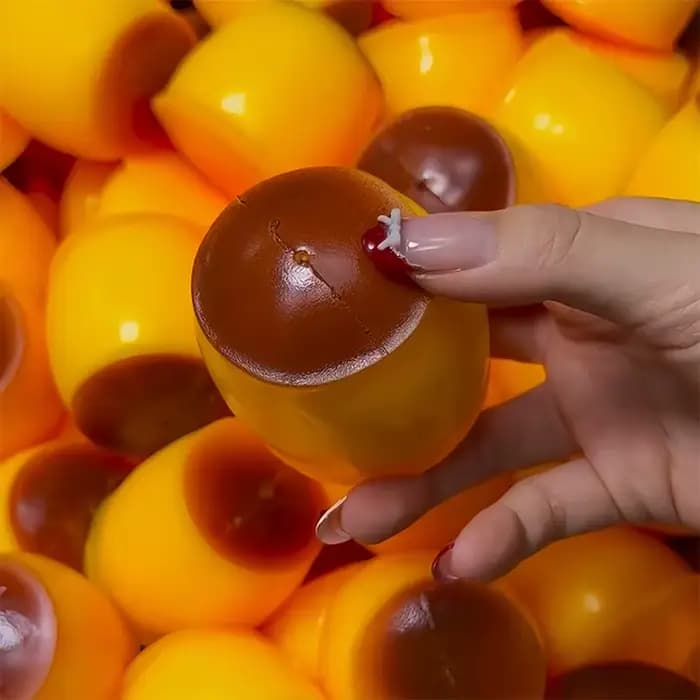 Jouet Squishy Créatif en Forme de Pudding au Caramel
