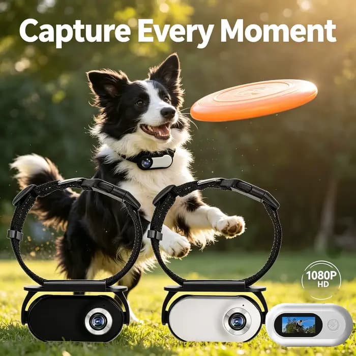 Caméra pour animaux de compagnie à rotation 360°, grand angle 120°, mini caméra portable de poche pour extérieur, pour chiens et chats, enregistrement