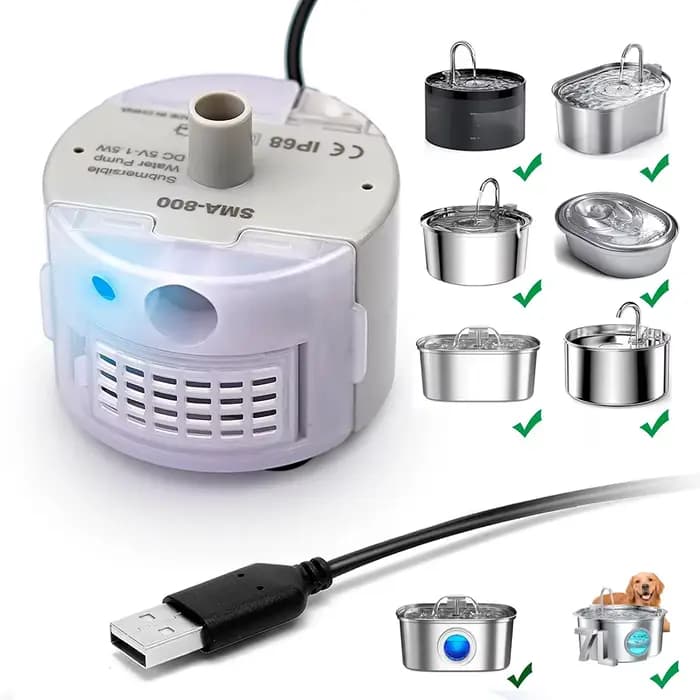 1pc pompe à eau pour fontaine pour animaux de compagnie en acier inoxydable distributeur d'eau