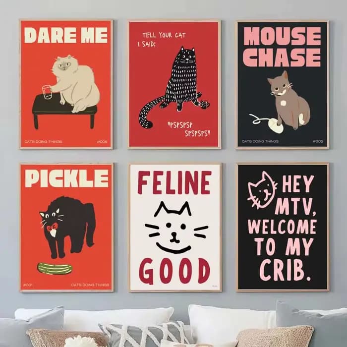 Affiche murale moderne Pop de nourriture de chat noir