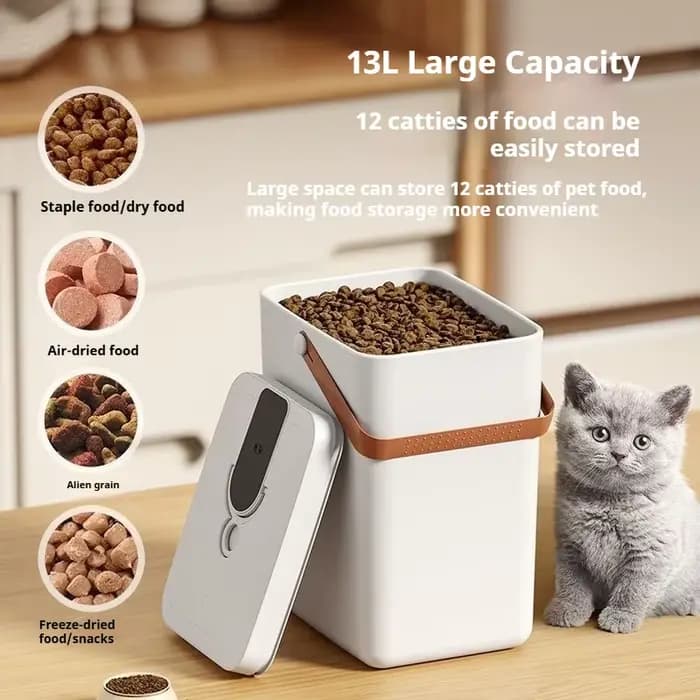 Conteneur de stockage des aliments pour animaux de compagnie sous vide 13L grande capacité scellé bac à serrure fraîche