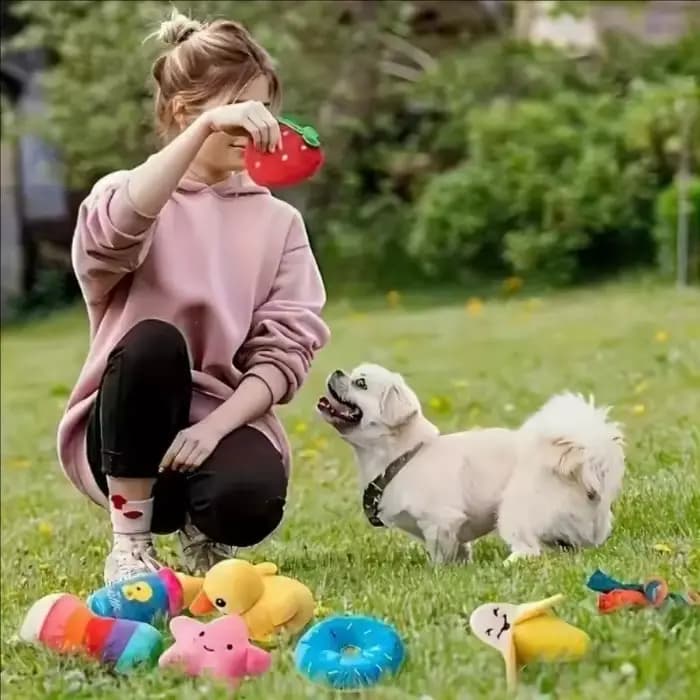 Ensemble de 7/10 pièces de jouets sonores pour chiots, à mâcher en peluche pour animaux de compagnie, collations aux fruits et légumes, jouets pour chiots, adaptés aux jeux mignons