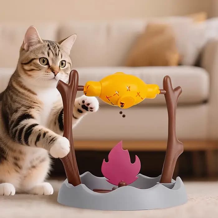 Jouet interactif en forme de barbecue en plein air pour chat