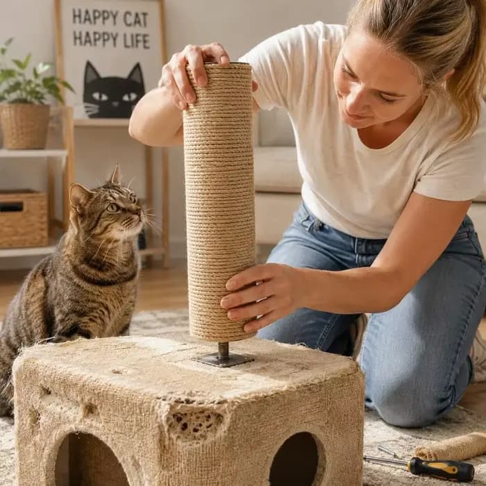 Poteau de remplacement en sisal naturel pour griffoir
