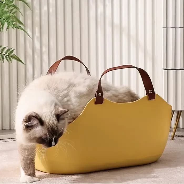 Bac à litière pour chats avec poignée lapin espace généreux Surfaces lisses bacs à litière pour chats bac à litière Portable