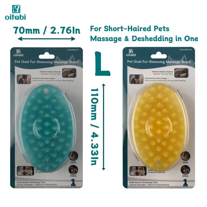 Brosse pour animaux de compagnie en caoutchouc souple Oitabi pour cheveux courts toilettage pour chiens et chats bain