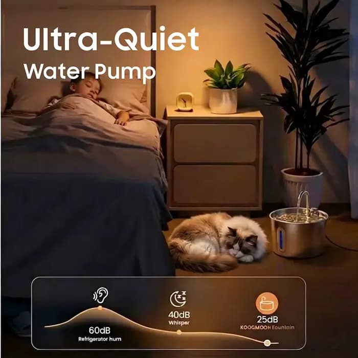 Fontaine à eau pour chat en acier inoxydable de 2