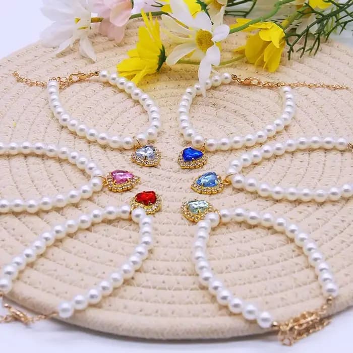 Nouveau collier de chat décoration animal de compagnie mignon exquis cou chaton réglable été chat collier haute Simulation perles fournitures pour animaux de compagnie
