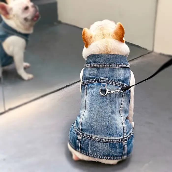 Dog Denim Jacket Dark Wash Sleeveless Towable Jeans Vest Coat for Small Medium Dogs Cat Spring Autumn Puppy Clothes