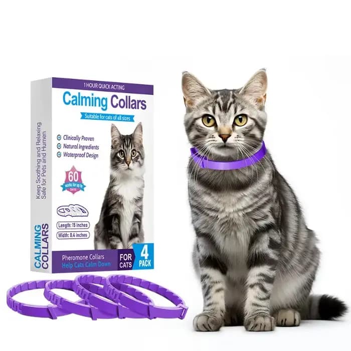 Collier anti-anxiété pour chat - Lot de 4 - Agent calmant naturel - Désodorisant pour soulager le stress et les comportements agressifs - Tension réglable