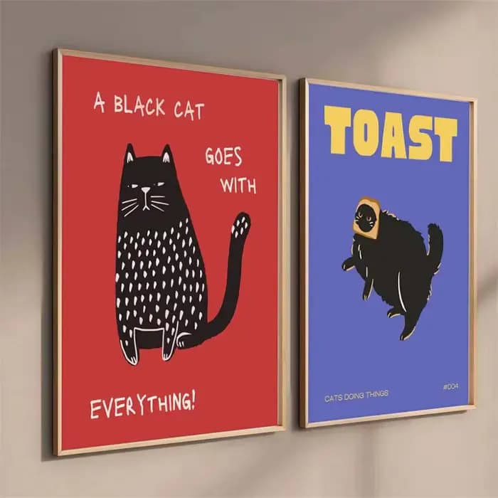 Affiche murale moderne Pop de nourriture de chat noir