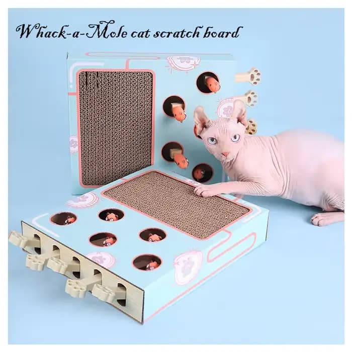 Boîte de jeu interactive 3-en-1 pour chaton d'intérieur : Jouet Whack-A-Mole