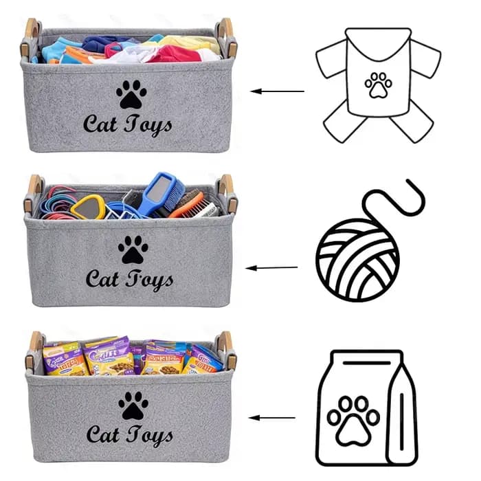 Panier de rangement de fournitures pour chats