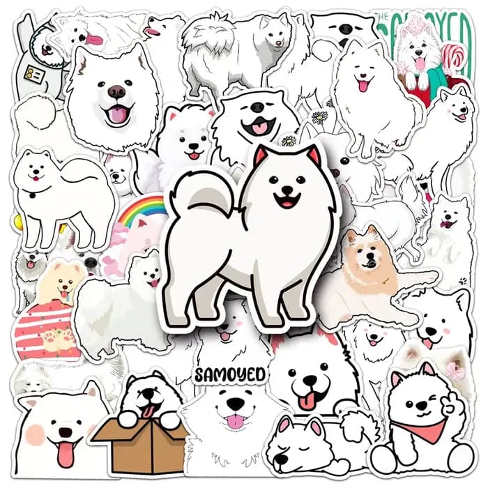 Autocollant créatif de dessin animé Samoyède, 50 pièces, chien mignon, personnalité animale, téléphone, bureau, guitare, tasse, Skateboard, étanche