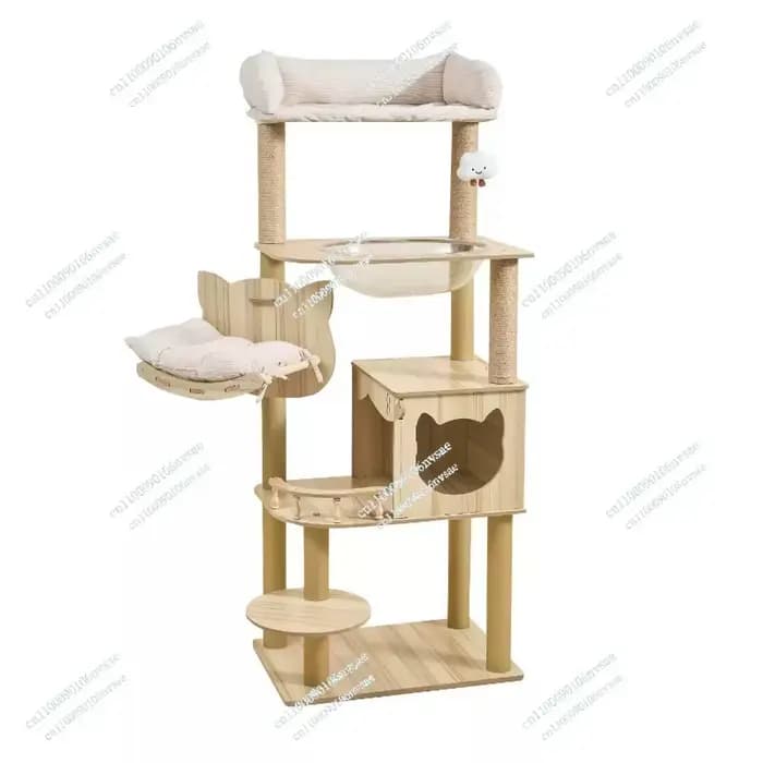 Arbre à chat en bois haut avec condo pour chat