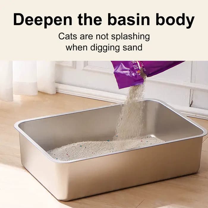 Bac à litière pour chat en acier inoxydable 304