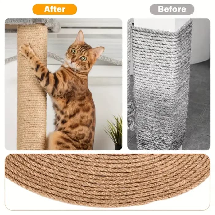 Corde en sisal naturel durable de 6 mm - Parfaite pour les griffoirs pour chats