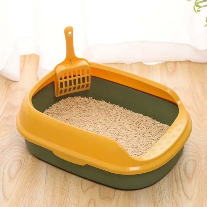 Petite litière semi-fermée pour chat, bac à litière anti-déversement pour chat domestique, bac à déchets pour chaton d'intérieur, fournitures sanitaires pour animaux de compagnie