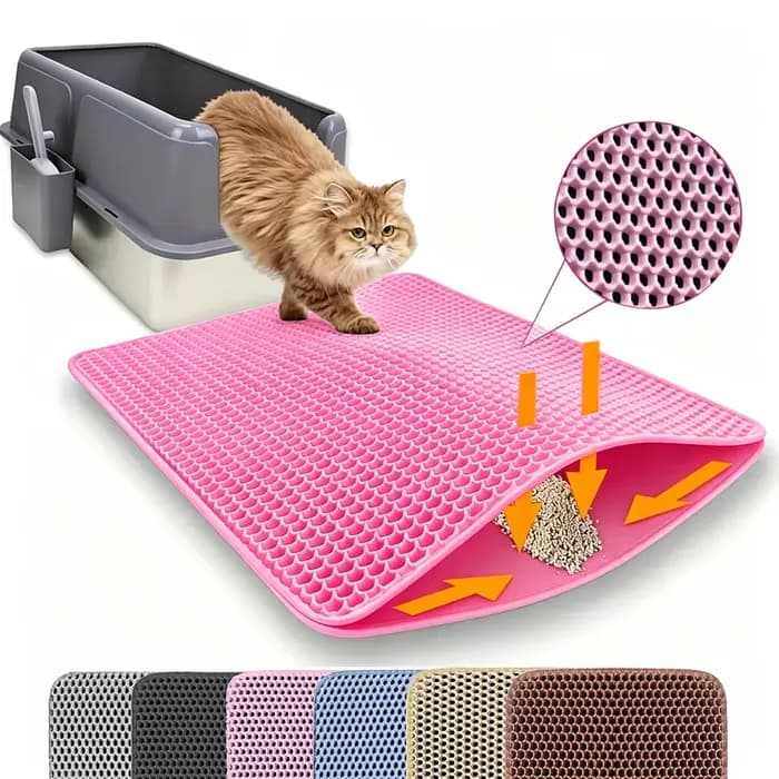 Tapis de litière pour chat Double couche antidérapant pour animaux de compagnie