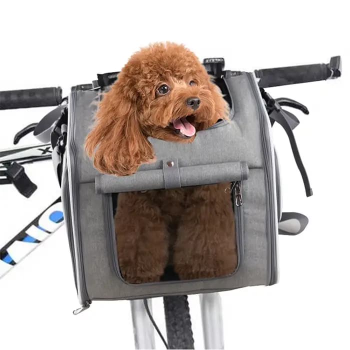 Panier de vélo pour chien ou chat, sac à dos de transport pour animaux de compagnie extensible à parois souples avec 4 portes ouvertes, porte-chien pliable pour vélo