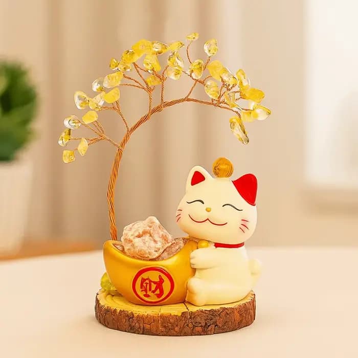Chat mignon cristal naturel arbre