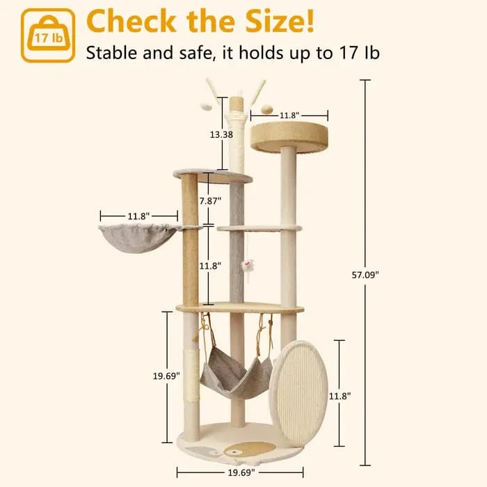 Tour à chat multifonctionnelle avec planche à gratter en Sisal et jouets