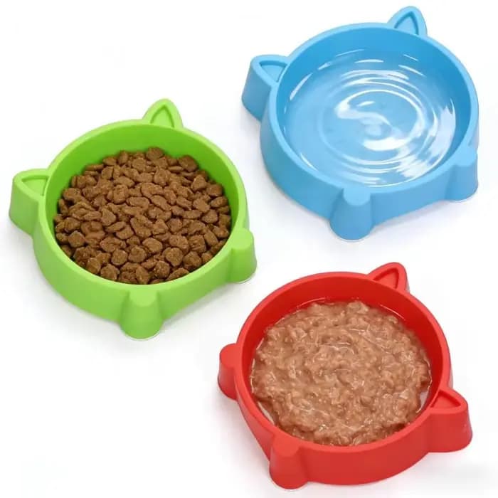 Bol pour animaux de compagnie avec design oreilles de chat mignonnes - Distributeur de nourriture et d'eau en plastique