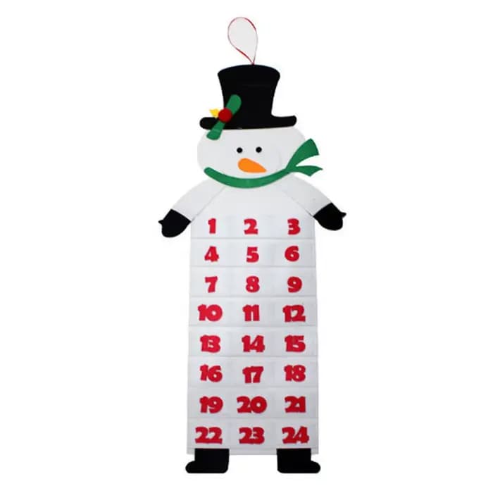 Calendrier de l'Avent de Noël réutilisable avec poches pour 24 jours